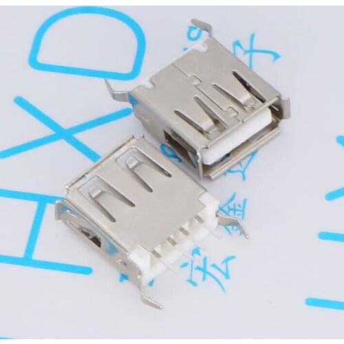 20pcs/lot USB 13.7 Legs A Female AF180 Degrees 13.7 MM Insertion 4 Copper Needles White A Type Female