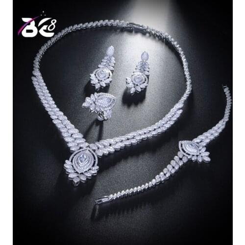 Be 8 Sparking Luxury Bridal Wedding Jewelry Sets AAA Cubic Zircon 4pcs Jewelry Set for Women Fashion Jewelry Dinner Party S150