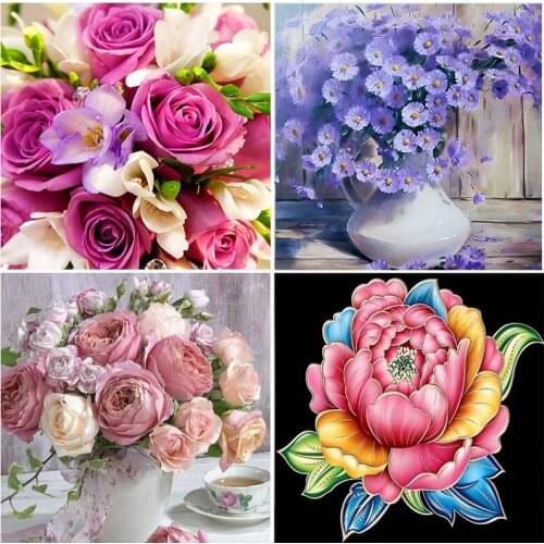 5D DIY Diamond Painting Flower Embroidery Mosaic Kits Cross Stitch Rhinestones Decor Full Square Round Drill Home Handmade Gift