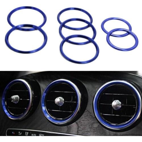 7Pc Car-Styling Ac Outlet Ring Decoration Air Conditioning Vents Trim Stickers Cover For Mercedes Benz C Class W205 Glc 180 200