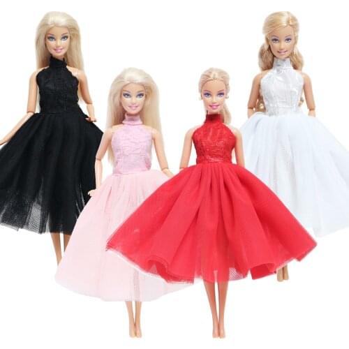 Elegant Doll Party Gown Handmade 4 Color Dress Outfit Wedding Bride Skirt Dresses Up Accessories for Barbie Doll Clothes Toy