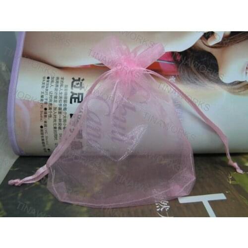 Free Shipping 200pcs/lot 7x9cm Pink Color Organza Bags Wedding Gift Bags Jewlery packing Gift Pouch