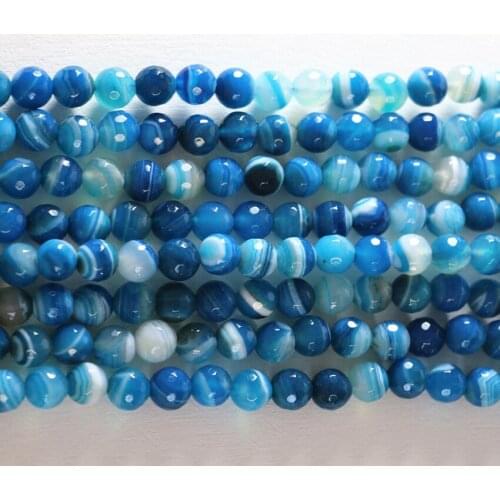 Natural Blue Fringe Carnelian Stone Onyx Agat 6mm 8mm 10mm 12mm Faceted Round Loose Beads Diy Jewelry Findings 15inch A17