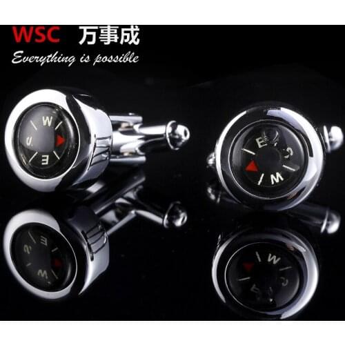 Black Round Compass Cufflinks Cuff Links Shirt Cuff Button Mens Fashion Jewelry Accessory Gift 10pairs/lot