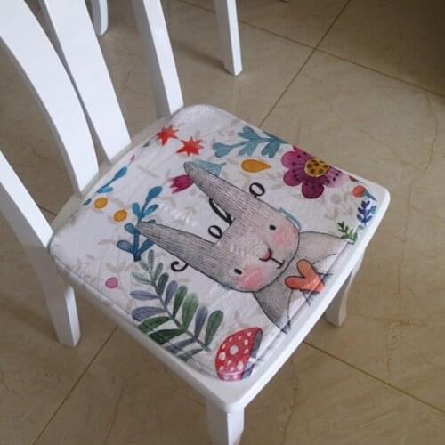 Cheap Soft Rabbit Seat Pad For Kids Square Indoor Dining Chair Foam Cushion Cartoon Decorative Chair Cushion For Student,40*40cm