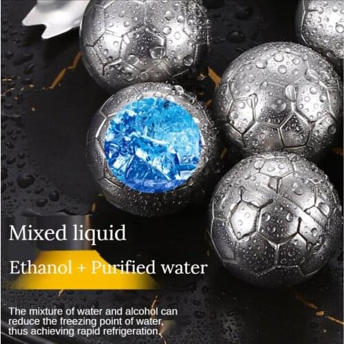 Football Shape 304 Stainless Steel Ice Stone Recyclable Round Ice Hockey Household Beer Cold Artifact Quick Frozen Ice Cube