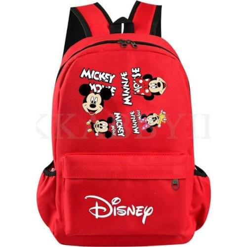 Women Men Mickey Canvas Backpack Fashion Teenagers School Bag Large Capacity Minnie Printing Travel Backpacks Book Bag