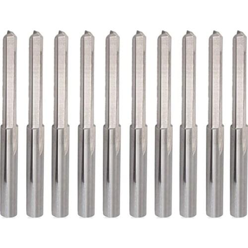 10PCS 3.175mm Shank Dia. Double Edged Tungsten Steel Milling Cutter 2 Flutes CNC Cutting Tungsten Steel Straight Slot Bit, Flute