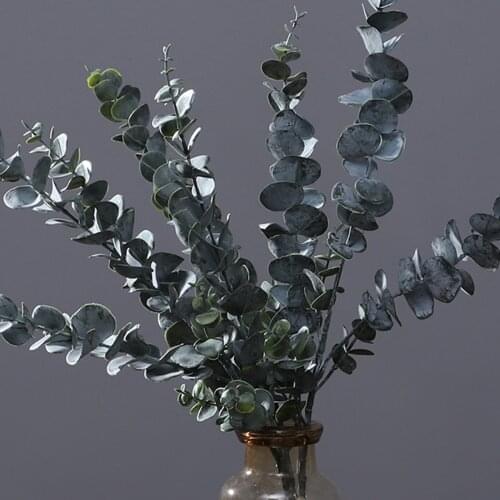 Simulation Leaves Artificial Greenery Stems Faux Eucalyptus Flowers Hotels Silk Party Wedding Floral Arrangement Artifical Plant