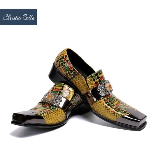 Christia Bella Italian Handmade Formal Men Shoes Fashion Party Leather Shoes Plus Size Club Dress Shoes Male Footwear Brogues