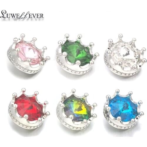 Crown Flower w374 Crystal 3D 18mm Metal Snap Button For Bracelet Necklace Interchangeable Jewelry Women Accessorie Findings