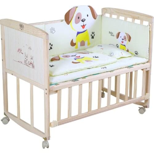 Bed Solid Wood Paint-free Environmentally Friendly Baby Bed Children Bed Newborn Stitching Bed Baby Cradle Bed