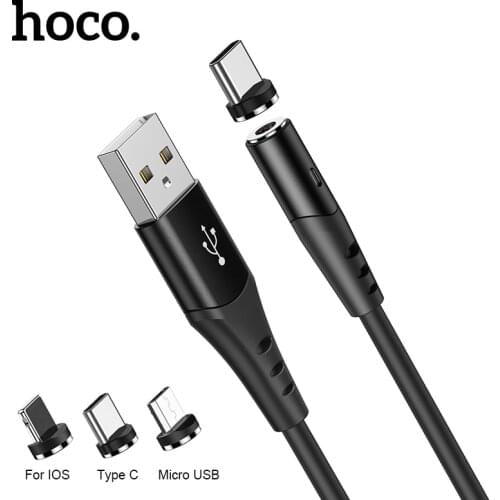 Hoco Liquid Silicone Magnetic USB Charging Cables For iPhone 11 12 Pro Max LED Micro Type C Charging Wire For Xiaomi Mi 11 Ultra