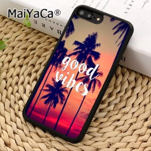 MaiYaCa Good Vibes Palm Trees Beach Phone Case Cover For iPhone 5 6s 7 8 plus 11 12 Pro X XR XS max Samsung galaxy S7 edge S8 S9