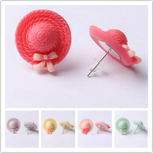Cute Hat Earrings For Women Girl Creative Handmade Resin Hat Earrings Gift