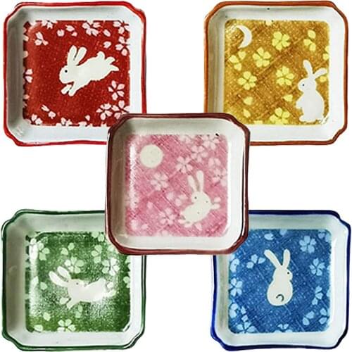 Dollhouse Miniatures Porcelain Plates Cute Bunny Pattern Kitchen Play House Classic Play Kitchen Toy Dolls accessories For Gifts