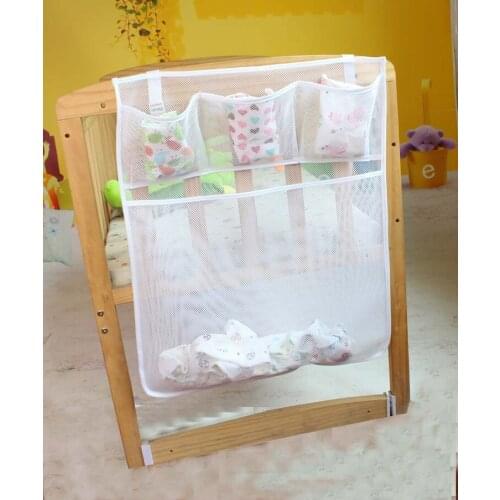 Multi-purpose Dirty Clothes Storage Bag For Baby Bed Large Capacity Hanging Bag At The Head Of The Bed Mesh Breathable Finish