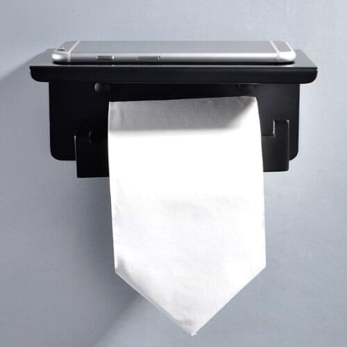 Beiluode Wall Mounted Toilet Paper Holder Tissue Toilet Roll Dispenser With Phone Storage Shelf For Bathroom Accessories ZJ1001