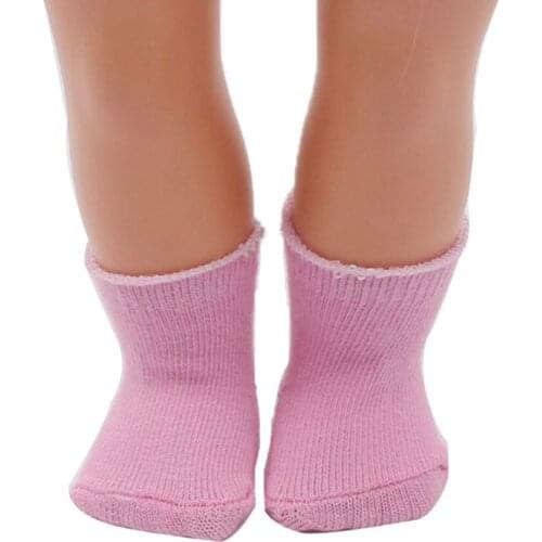 18 Inch Doll Socks 1 Pair Fits Girl Doll Clothes Accessories Pink Color Sock Fit For 43cm 18 Inch Dolls