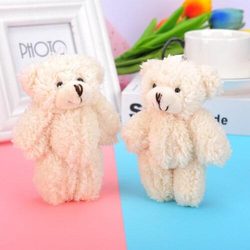 New Cute Soft Plush Bear Doll Keychain Plush Toy Bag Pendant DIY Bear Doll White Plush Bear Doll Bag Ornaments Accessories Toys