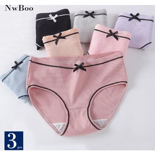 Nwboo Girl Bow Cute Cotton Panties Womens Lingerie Sets Female Knot Sexy Underwear Brief