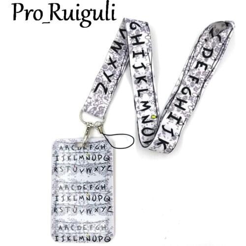 Stranger things Letters Anime Lanyard Badge Holder ID Card Lanyards Mobile Phone Rope Key Lanyard Neck Straps Keychain Key Ring