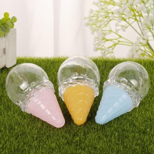 5pcs Creative Plastic Cute Ice Cream Pink Yellow Blue Simple Gift Candy Packing Ring Jewelry Display Box New Fashion