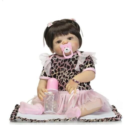 22" full Silicone Reborn Baby Doll Toys can enter water blue /brown eyes opitonal bebe girl reborn bonecas brinquedo menina