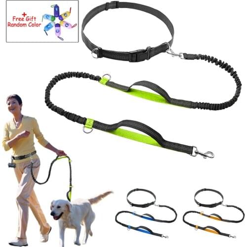 Elastic Waist Dog Leash Running Jogging Dog Sport Product Adjustable Nylon Dog Leash With Reflective Strip Pet Accessories