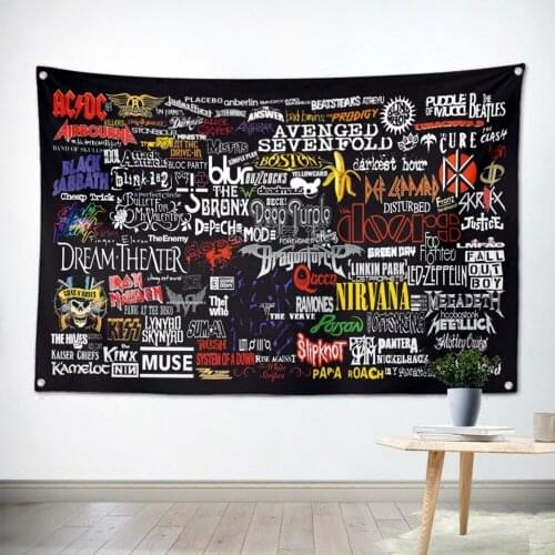 Rock Band Hanging Art Waterproof Cloth Polyester Fabric 56X36 inches Flags banner Bar Cafe Hotel Decor