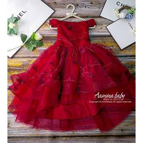 Retail 3330 Maxi Petals Embroidery Costume Princess Baby Girl Dress New Summer Party Wedding Kid Dress For Girl Child Clothes