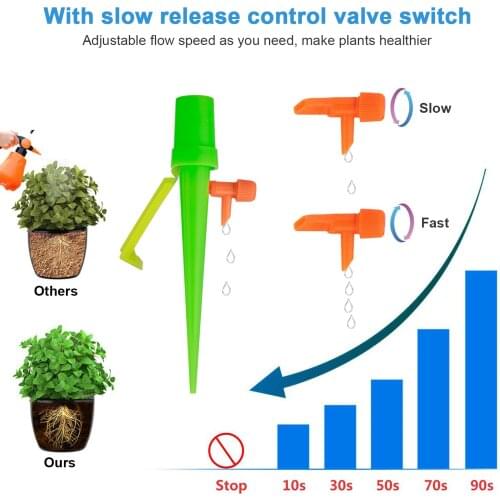 Plant Self Watering Adjustable Stakes System 6/12Pcs Automatic Watering Water Flow Switch Control Valve Drip Irrigation System