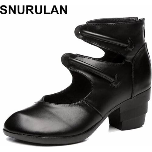 SNURULAN New Retro Handmade Genuine Leather High Heel Shoes Comfortable Pointed Wedding Fashion Shoes Non-slip Women Shoes