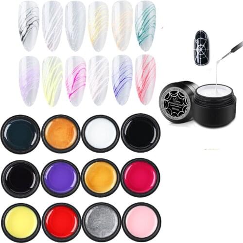 12 Colors Nail UV Spider Gel High Elastic Wire Drawing Silk Art DIY Accessories Beautiful Nails Polish UV Colors Gels