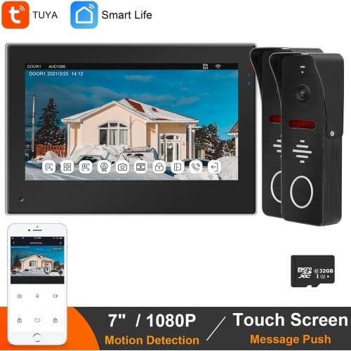 Smart IP Wireless Video Intercom Wifi tuya APP 7 Inch Video Doorbell System For Home 160° Wide Angle Wired Door Phone Camera Kit