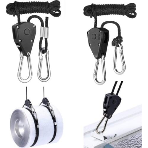 2pcs 1/8 Inch 8Feet Long Heavy Duty Adjustable Ratchet Rope Hanger For Grow Light Kit Hanging Ratchet Canoe Bow Stern Tie Down