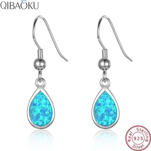 Opal Natural Stone Silver 925 Earrings for Women Korean Pendientes Long Fashion Drop Earrings Wedding Jewelry