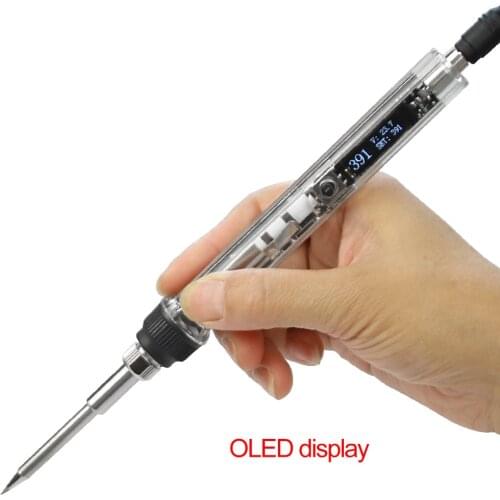 DC 16-24V 72W T12 Mini electric soldering iron adjustable temperature With OLED digital display Transparent plastic shell handle
