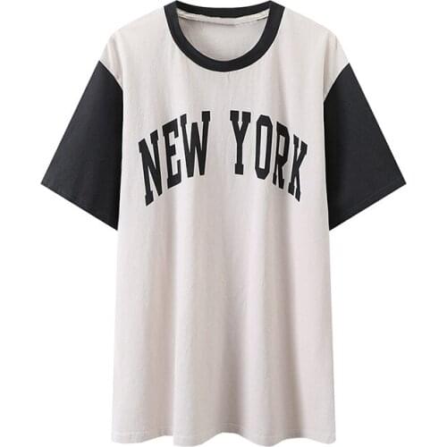 Oversize Women Soft Cotton O Neck T-shirt 2021 Summer Fashion Ladies High Street Vintage T-shirt Female Printed Loose T-shirt