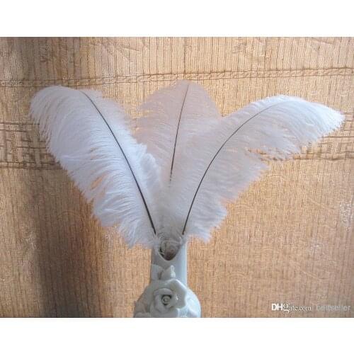 Beautiful Rose flower White Ceramics Vases Artifical Flower Vase Ostrich Feather Vase for wedding party home decorations