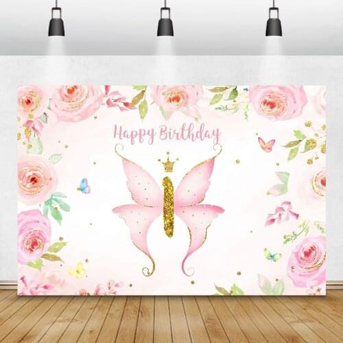 Laeacco Fairy Watercolor Flowers Glitters Butterfly Photography Backdrop Baby Shower Birthday Party Photo Background Photostudio