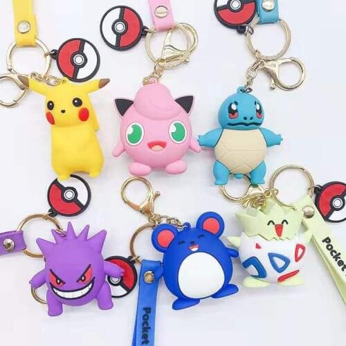Cartoon Pokemon Keychain Pikachu Action Figure Keyring TOMY Cute Psyduck PVC Figure Pendant Model Dolls Gift Funny Kids Toys