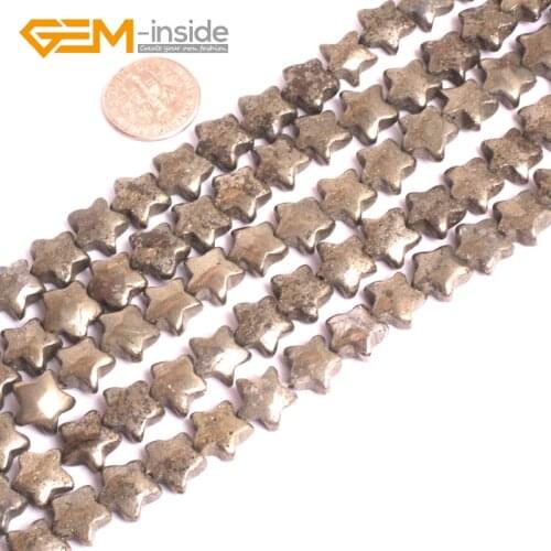Natural Grey Pyrite Gem stone Flat Star Polygon Beads For Jewelry Making 15 Inches Strand Necklace DIY Gem-inside