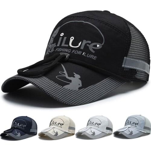 New Fishing for iLure Mesh Cap with Drawstring Adjustable Sports Sun Visor Hat Unisex Fishing Sport Baseball Multifunction Caps