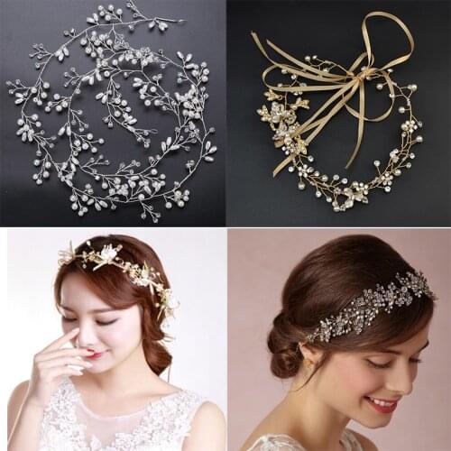 Luxury Crystal Headband Bridal Wedding Hair Accessories Pearl Headpiece Hair Vine Hairbands Flower Crown Headpiece Tiara Jewelry