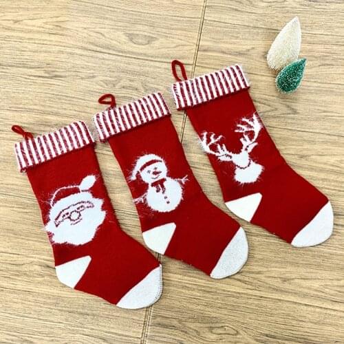 Christmas Knitted Socks Socks Fireplace Hanging Decoration Deer Gift Frame Tree Decoration Candy Gift 1 Piece