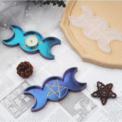 DIY Crystal Epoxy Resin Mold Crystal Sun Moon Phase Box Plate Moon Pentagram Mirror Silicone Mold
