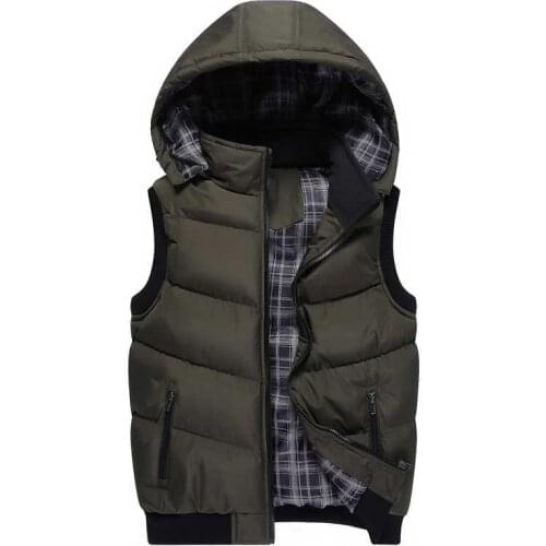 Winter Mens Hooded Vest Hat Removable Warm Sleeveless Jacket Mens Size M-5XL High Quality Casual Vest Jacket Couple Large