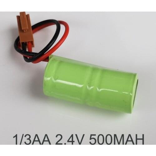 1-5PCS 2.4V 1/3AA Ni-Mh rechargeable battery 500mah 1/3 AA nimh cell with welding tabs and plug