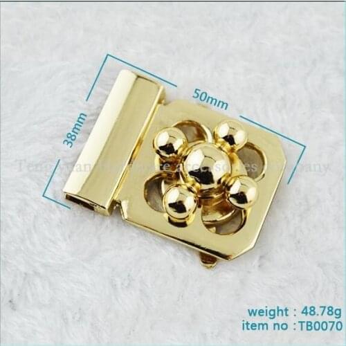 10 PCS/lot) metal plating processing leather handbags fine flower rotating twist lock decorative accessories